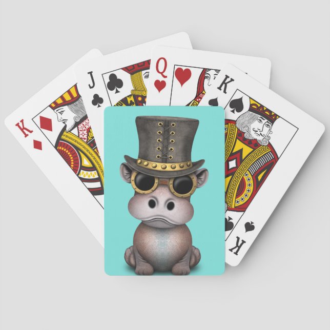 Steampunk Baby Hippo Poker Cards (Back)