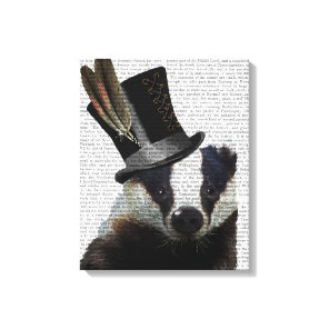 Steampunk Badger in Top Hat Canvas Print