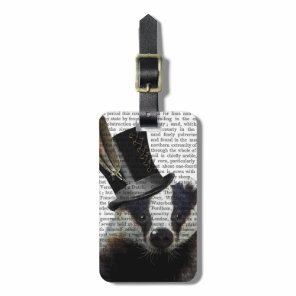 Steampunk Badger in Top Hat Luggage Tag
