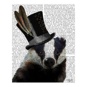 Steampunk Badger in Top Hat Poster