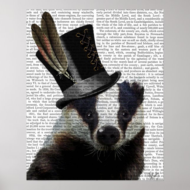Steampunk Badger in Top Hat Poster (Front)