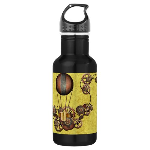 Steampunk Balloon and Gears Stainless Steel Water Bottle