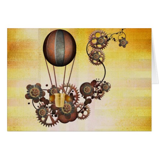 Steampunk Balloon Antique Yellow Cards (Front Horizontal)