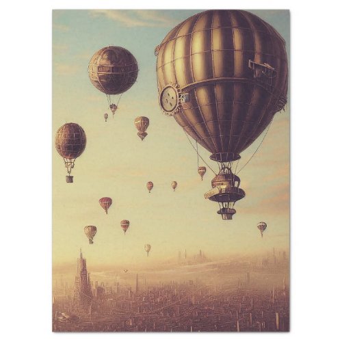 Steampunk Balloon etching 1 decoupage Tissue Paper