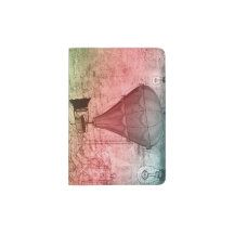 Steampunk Balloon Sketch Passport Holder