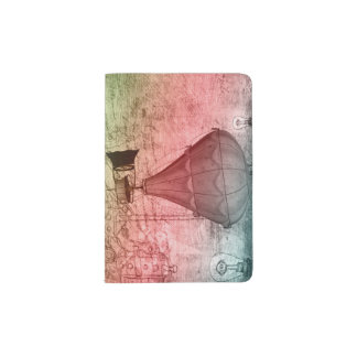 Steampunk Balloon Sketch Passport Holder