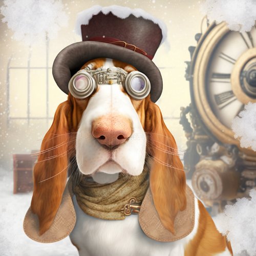 Steampunk Basset Hound Golf Towel