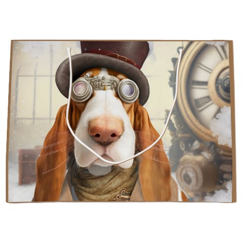 Steampunk Basset Hound Large Gift Bag