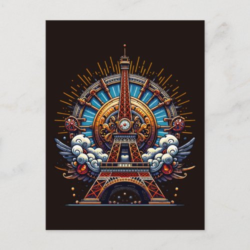 Steampunk Bastille Day Eiffel Tower Postcard