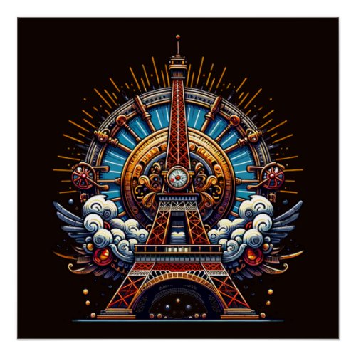 Steampunk Bastille Day Eiffel Tower Poster