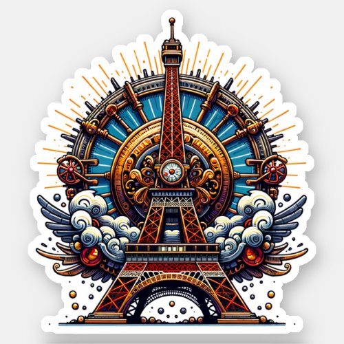Steampunk Bastille Day Eiffel Tower Sticker