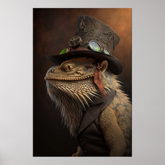 Steampunk Bearded Dragon Poster