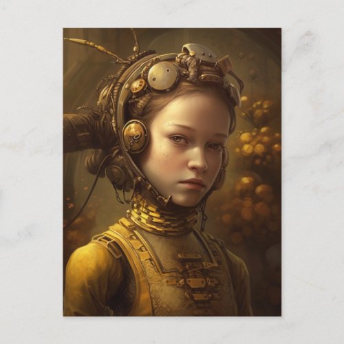 Steampunk Bee Keeper Child Portrait Postcard