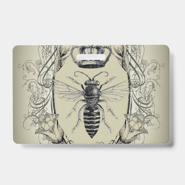 steampunk beekeeper boss lady bee queen crown badge (Front)
