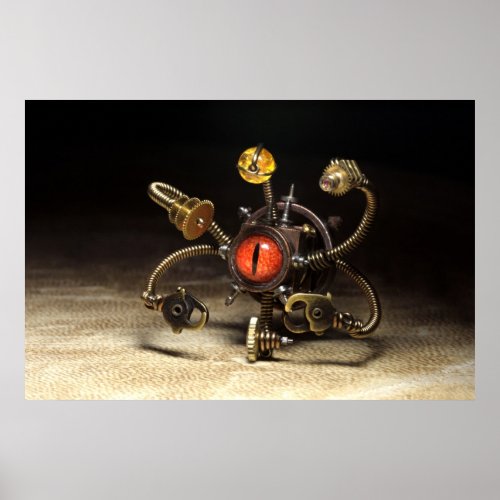 Steampunk Beholder Robot Poster