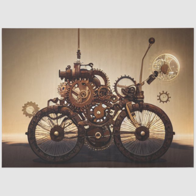 Steampunk Bicycle with Gears Tissue Paper (Front)