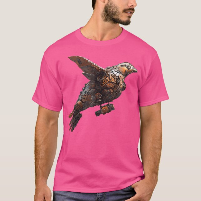Steampunk Bird Mechanical Sci-Fi Art T-Shirt (Front)
