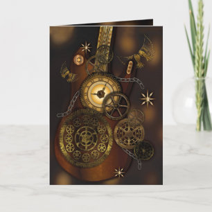 Steampunk Birthday Grandson Metal Gears Guitar Card