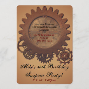 Steampunk Birthday Invites