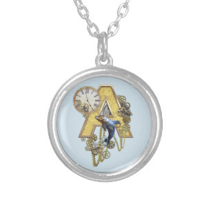 Steampunk Birthday letter A Silver Plated Necklace