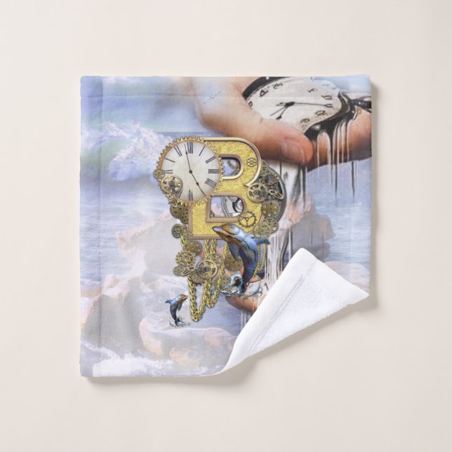 Steampunk birthday letter B Bath Towel Set (Wash Cloth)