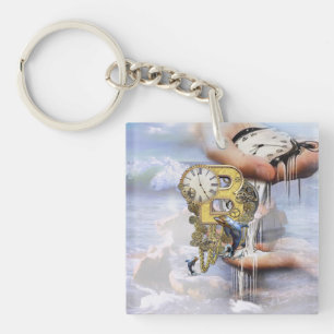 Steampunk birthday letter B Keychain