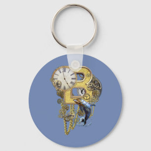 Steampunk birthday letter B Keychain