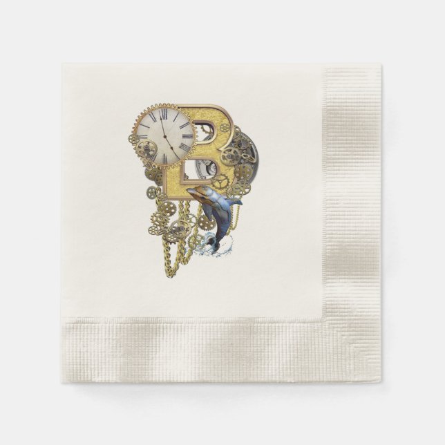 Steampunk Birthday letter B Napkins (Front)