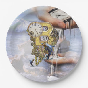 Steampunk birthday letter B Paper Plates