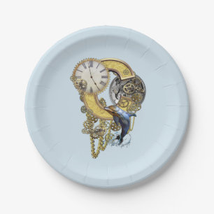 Steampunk birthday Letter C Paper Plates