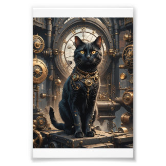 Steampunk Black Cat 1 Photo Print