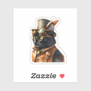 Steampunk Black Cat Sticker
