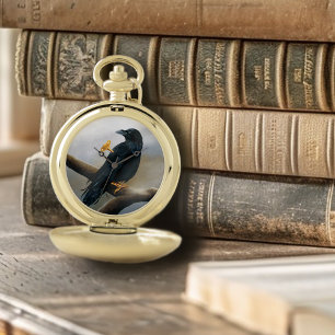 Steampunk Black Raven Pocket Watch