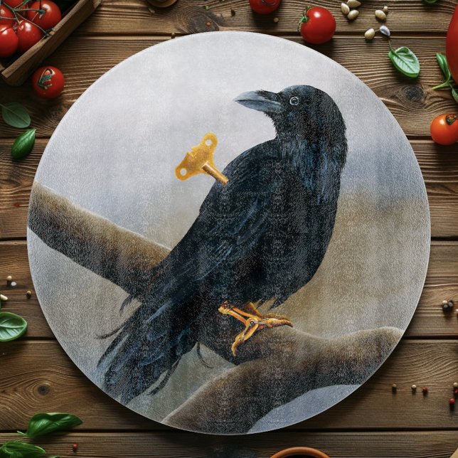 Steampunk Black Raven Wind-Up Key Mechanical Cutting Board (Creator Uploaded)