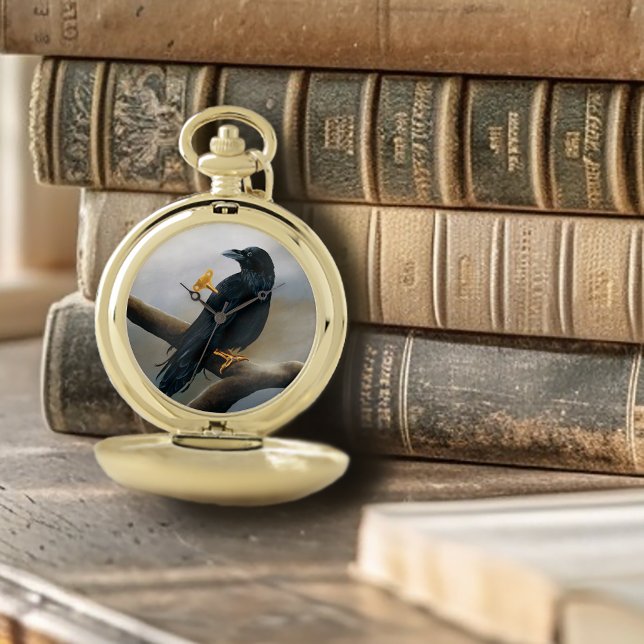 Steampunk Black Raven Wind-Up Key Mechanical Pocket Watch (Creator Uploaded)