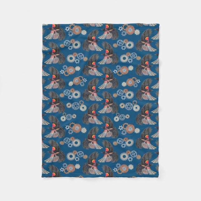 Steampunk Blackbird Fleece Blanket (Front)