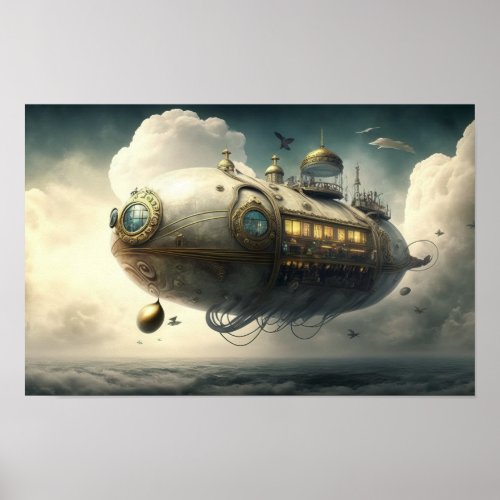 Steampunk Blimp Poster