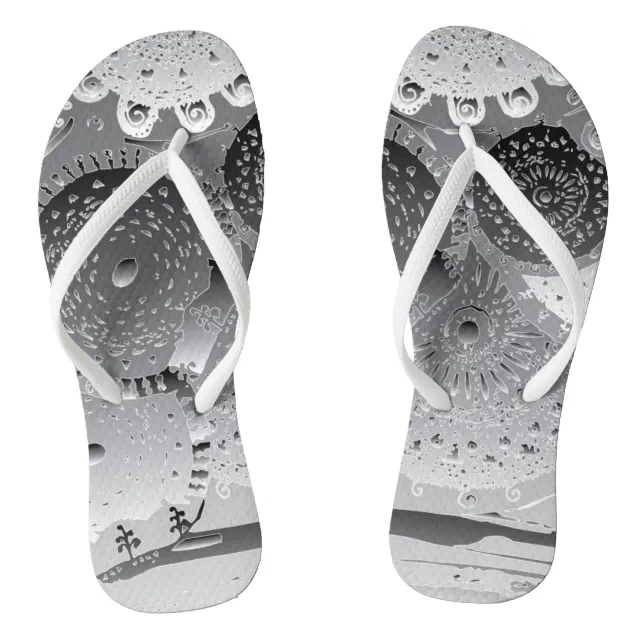 Steampunk blk&wht Mandalas Flip Flops | Zazzle