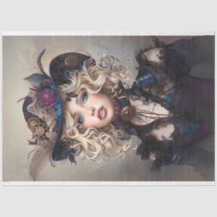 Steampunk Blonde-Lady Cogsworth Decoupage Tissue Paper