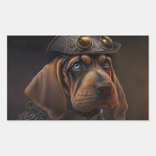 Steampunk Bloodhound Rectangular Sticker