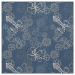 Steampunk blue Octopus Fabric