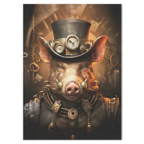 Steampunk Boar Decoupage Tissue Paper