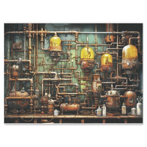 Steampunk Boiler Room Decoupage Tissue Paper