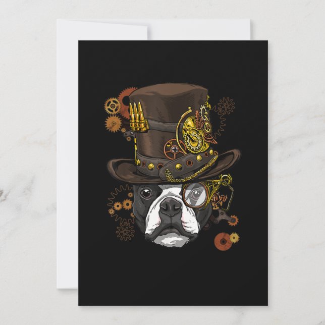 Steampunk Boston Terrier Dog Shirt Steampunk Lover Announcement (Front)