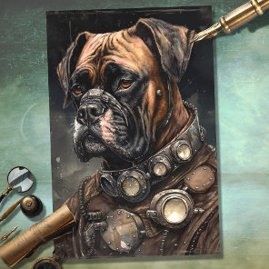 Steampunk Boxer Dog 2 Decoupage Paper