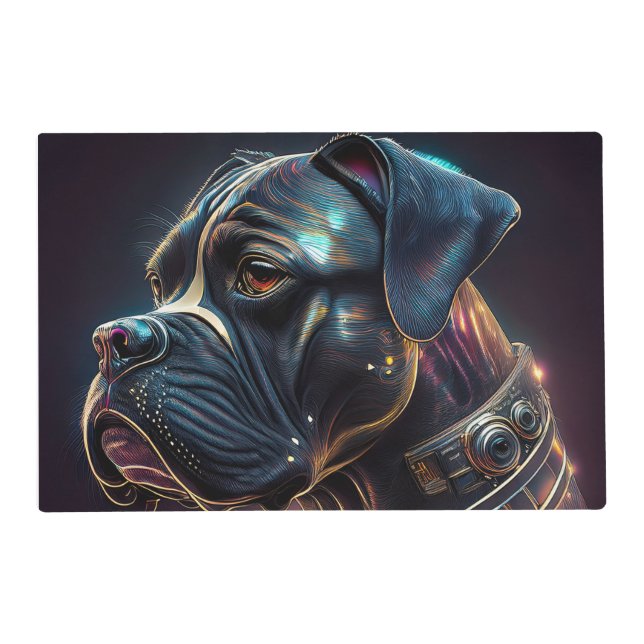 Steampunk Boxer Dog Placemat (Front)