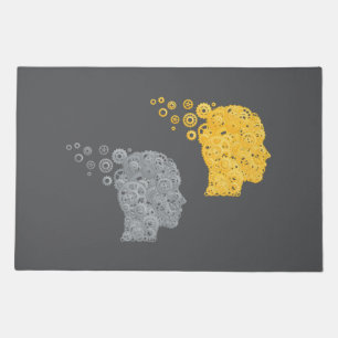 Steampunk Brain Power Cogwheel Heads Doormat