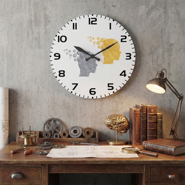 Steampunk Brain Power Cogwheel Heads Large Clock (Creator Uploaded)