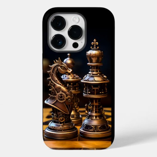 Steampunk Brass Chess Set Case_Mate iPhone 14 Pro Case