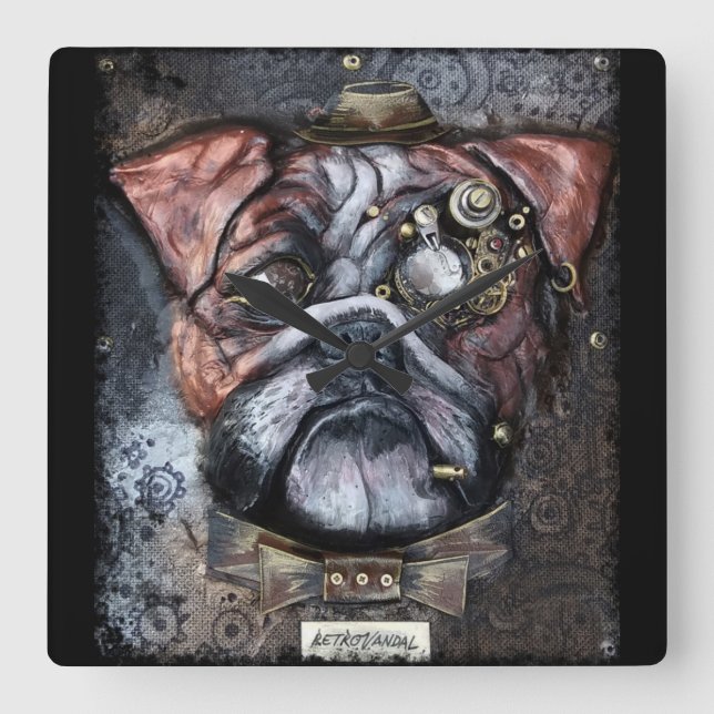 Steampunk British Bulldog Clock (Front)